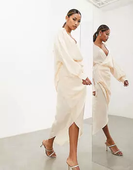 Платье-рубашка миди с драпировкой и ракушками ASOS EDITION