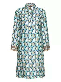 Платье-рубашка миди с геометричным принтом ELENA MIRO`, мультиколор