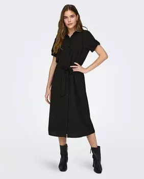 Платье-рубашка миди с короткими рукавами Jdy, черный