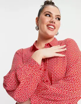 Платье-рубашка миди с красным сердечком Yours