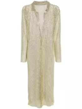 Платье-рубашка миди с кристаллами Philosophy Di Lorenzo Serafini, зеленое