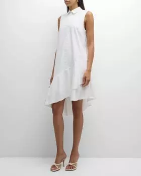 Платье-рубашка миди с оборками Monique High-Low Kobi Halperin, цвет White