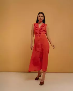 Платье-рубашка миди с оборкой Niza, красный