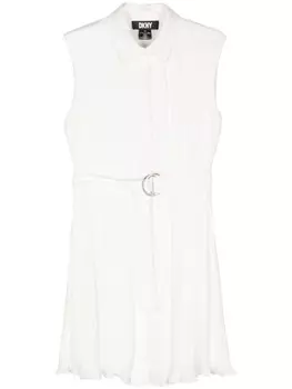 Платье-рубашка миди с плиссировкой DKNY, белый