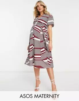 Платье-рубашка миди с поясом и поясом ASOS DESIGN Maternity