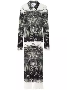 Платье-рубашка миди с принтом Diablo Jean Paul Gaultier, черный