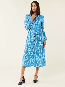 Платье-рубашка миди с принтом Finery Agatha Dash, бирюзовый/белый