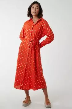 Платье-рубашка миди с принтом из фольги Blue Vanilla, розовый