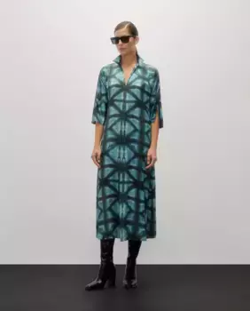 Платье-рубашка миди с принтом Woman Limited El Corte Ingls, зеленый