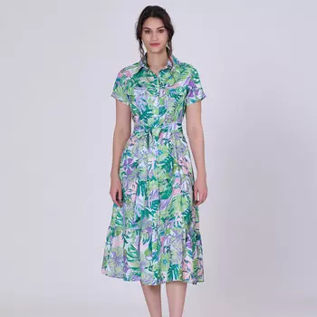 Платье-Рубашка миди с тропическим принтом S&J Weekends, мультиколор