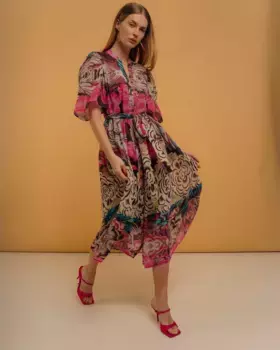 Платье-рубашка миди с вышивкой Niza, мультиколор