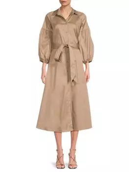 Платье-рубашка миди с заниженными плечами Renee C., хаки
