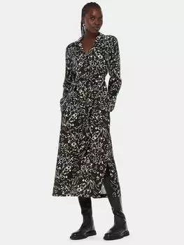 Платье-рубашка миди scribble bouquet Whistles, черный/разноцветный