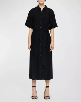Платье-рубашка миди со складками Arcade Joseph, цвет Black