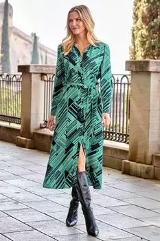 Платье-рубашка миди Sosandar, зеленый