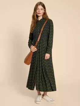 Платье-рубашка миди Valeria White Stuff, зеленый/мульти