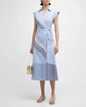 Платье-рубашка миди в полоску с запахом Shivon Tanya Taylor, цвет Oxford Blue Multi