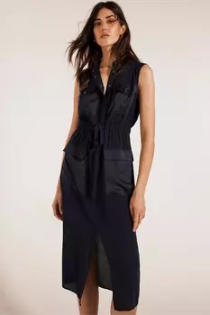 Платье рубашка миди в практичном стиле Mint Velvet, синий