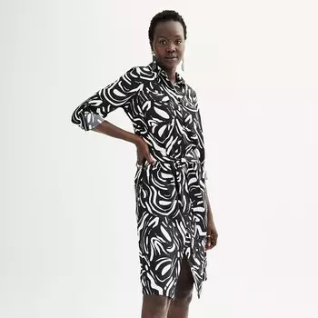 Платье-рубашка миди в стиле милитари Petite Nine West, цвет Abstract Brush