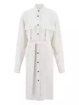 Платье-рубашка миди в тонкую полоску Ferragamo, белый