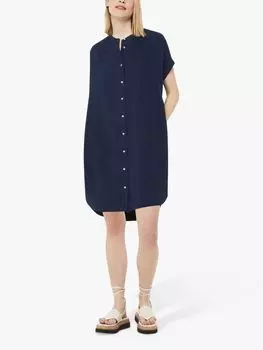 Платье-рубашка Mina со сборками на плечах Whistles, Темно-синий
