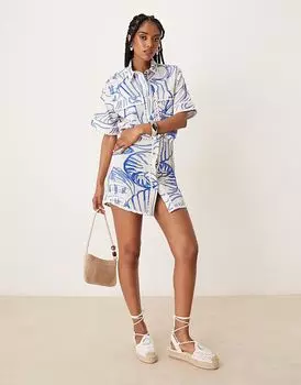Платье-рубашка мини ASOS DESIGN с большими карманами в принт