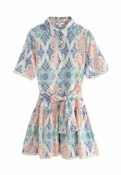 Платье-рубашка MINI BRODERIE SHORT SLEEVE TIE WAIST Next, розовый