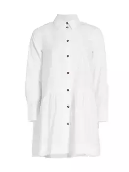 Платье-рубашка мини из хлопкового поплина Ganni, белый