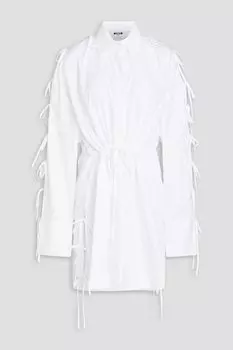 Платье-рубашка мини из хлопкового поплина с вырезом и бантом MSGM, белый