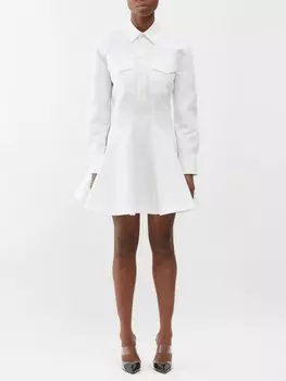 Платье-рубашка мини из поплина skater ALAA, белый