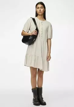Платье-рубашка MINI PCPIA Pieces, бежевый