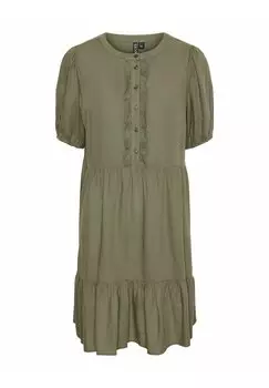 Платье-рубашка MINI PCPIA Pieces, зеленый