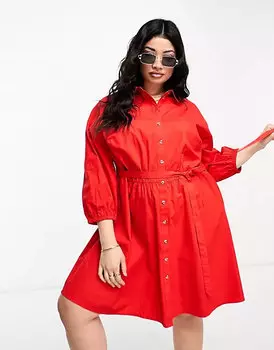 Платье-рубашка мини River Island Plus, красный