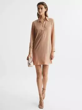 Платье-рубашка мини с отделкой Reiss Austin, телесный