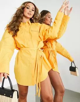 Платье-рубашка мини с подплечниками календулы ASOS EDITION