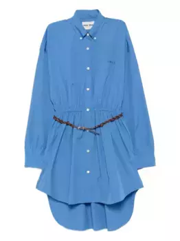 Платье-рубашка мини с поясом MIU MIU, синий