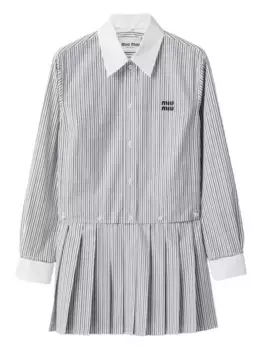 Платье-рубашка мини в полоску MIU MIU, белый