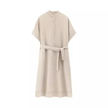 Платье-рубашка Muji Idee с короткими рукавами, серый