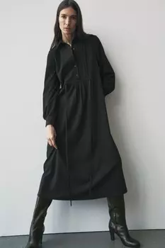 Платье-рубашка на пуговицах ZARA, серый мергель