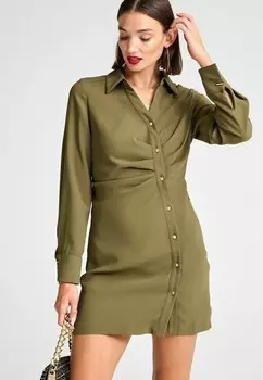 Платье-рубашка на талии ASYMMETRIC CREPE REGULAR FIT Next, зеленый