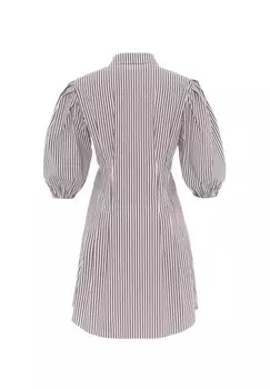 Платье-рубашка на талии BALLOON SLEEVE MINI adL, коричневый