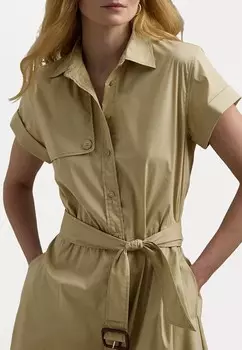 Платье-рубашка на талии BELTED STRETCH-COTTON BLEND SHIRTDRESS Ralph Lauren, цвет Birch Tan