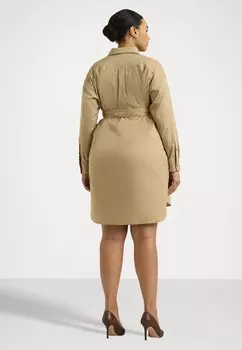 Платье-рубашка на талии BELTED STRETCH COTTON BLEND SHIRTDRESS Ralph Lauren, цвет Birch Tan