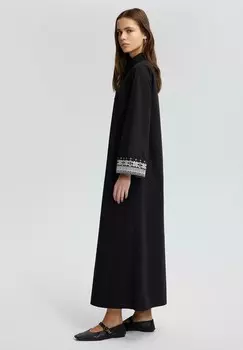 Платье-рубашка на талии EMBROIDERED SLEEVE Touch Priv, черный
