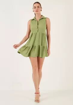 Платье-рубашка на талии LELA, оливково-зеленый