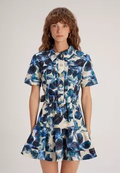 Платье-рубашка на талии SHORT SLEEVES MINI adL, темно-синий