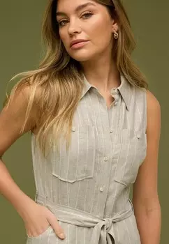 Платье-рубашка на талии SLEEVELESS MIDI REGULAR FIT Next, бежевый