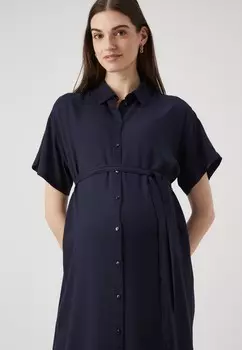 Платье-рубашка на талии VMMBUMPY CALF SHIRT DRESS Vero Moda, темно-синий