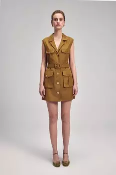 Платье-рубашка на талии WITH POCKET adL, оливково-зеленый