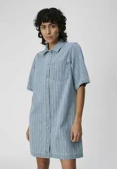 Платье-рубашка Object, синий деним